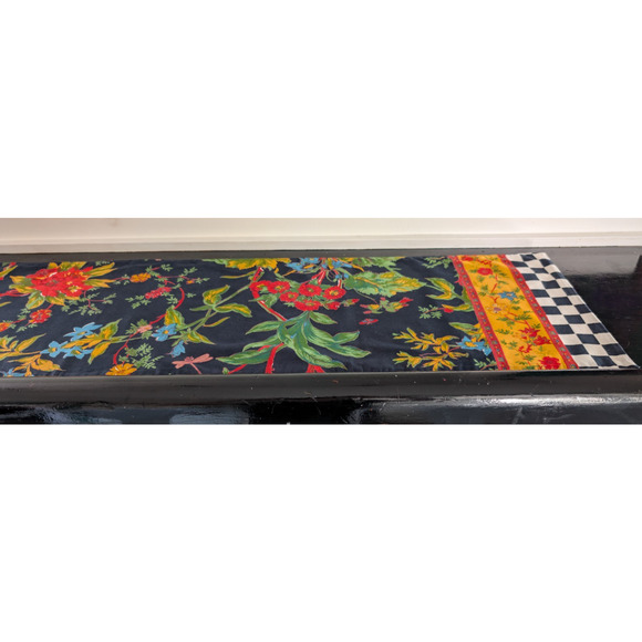 MacKenzie-Childs Botaniste Table Runner Floral Check End Fall Home Decor - Picture 4 of 7